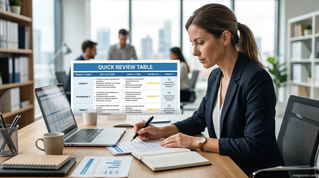 Quick Review Table