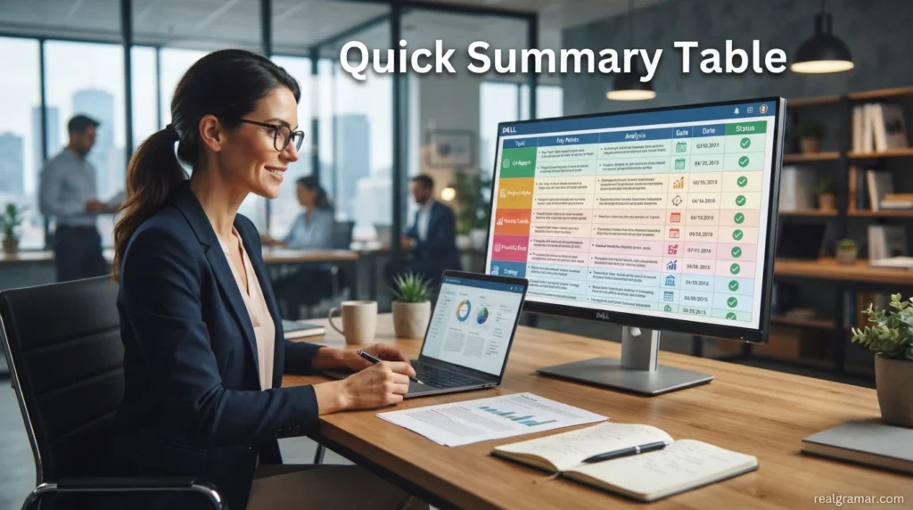 Quick Summary Table