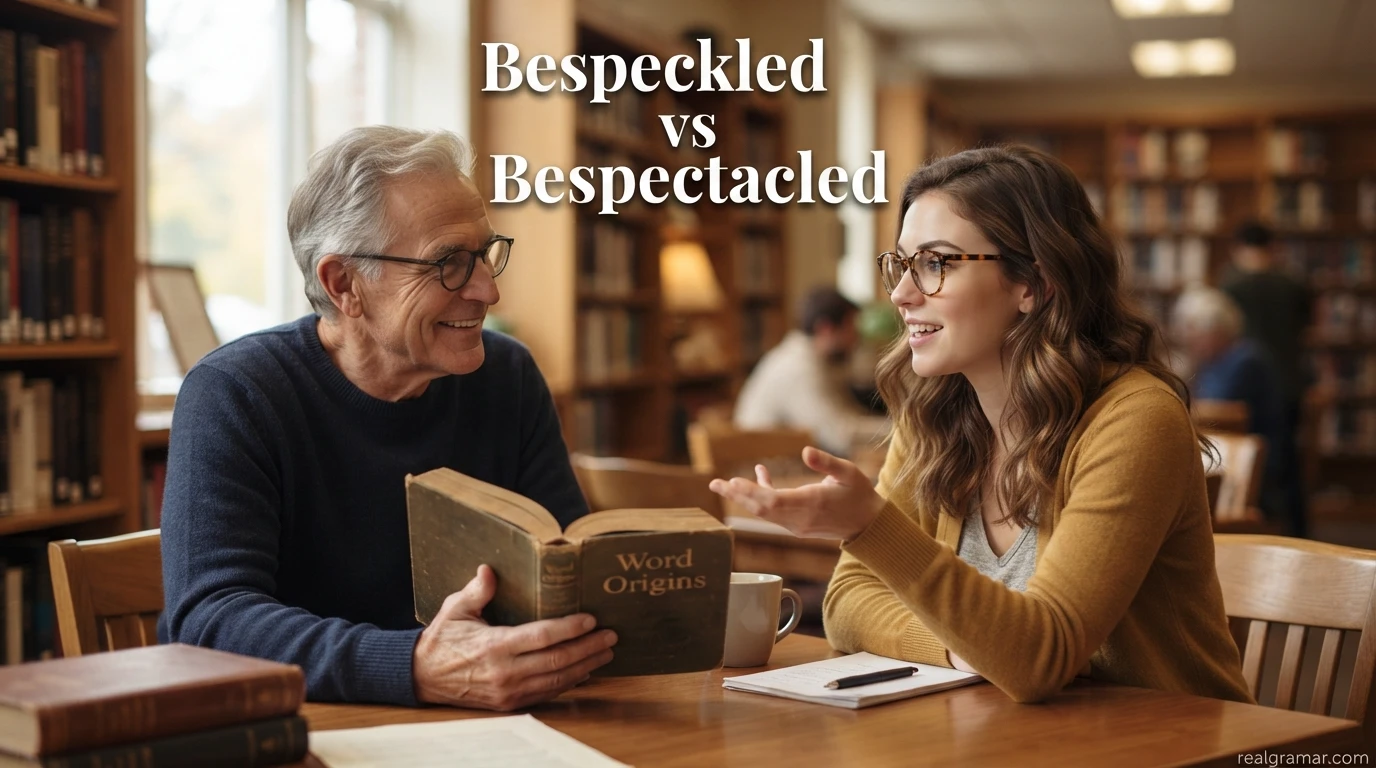 Bespeckled vs Bespectacled