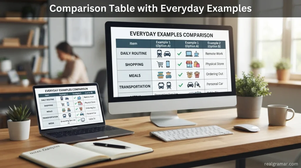 Comparison Table with Everyday Examples