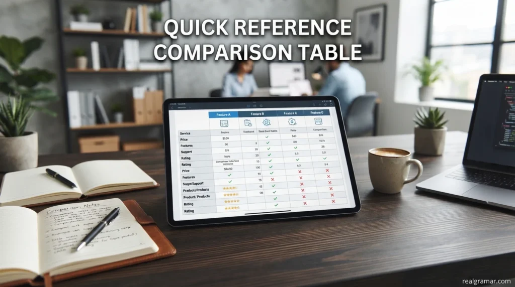 Quick Reference Comparison Table