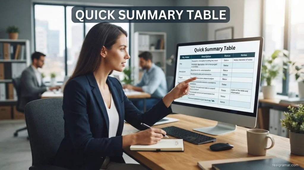 Quick Summary Table