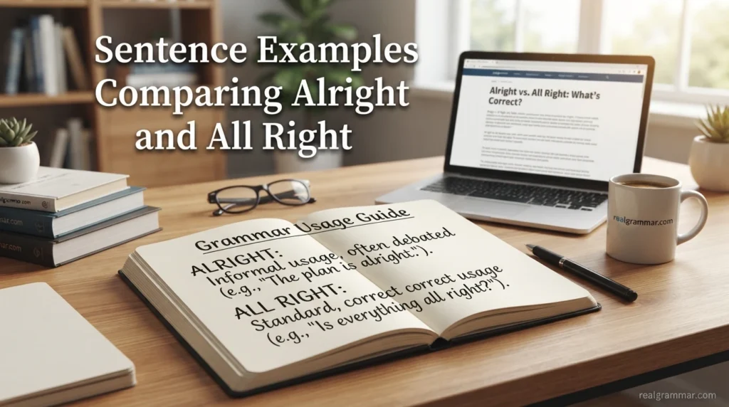 Sentence Examples Comparing Alright and All Right